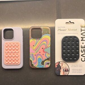 iPhone 14 Pro case (2) and (2)Case-Mate Colorful Phone Suction Mounts